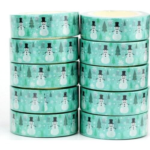 NEW 10pcs/Lot Decorative White Little Snowman Christmas Washi Tapes for Bullet Journal Adhesive Masking Tape Cute Stationery