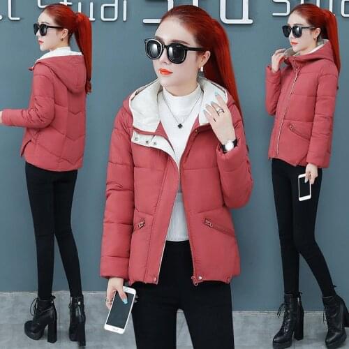 2020 New Winter Jacket Parkas Women Hooded Short Jackets Cotton-padded Basic Coats Parka Warm Female Jacket Casual Outwear P941