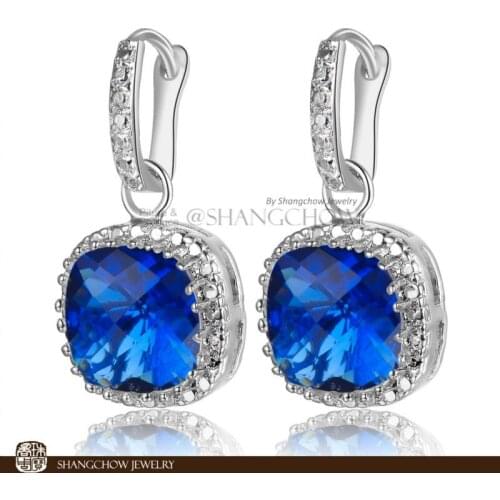 New! Stunning Fashion Jewelry Blue Quartz 925 Sterling Silver Earrings E0148