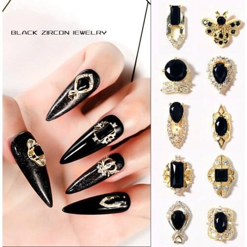 2020 new nail accessories micro inlaid with zircon Black Swan Japanese nail diamond jewelry