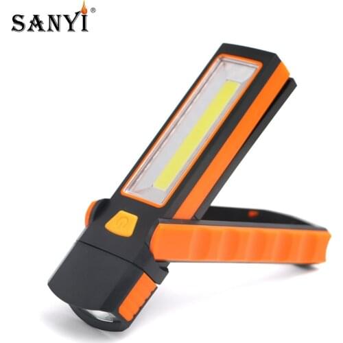Portable COB LED Work Light Inspection Lamp Magnetic Flashlight Torch Folding Hook Hand Tool For Garage Outdoors Camping Sport