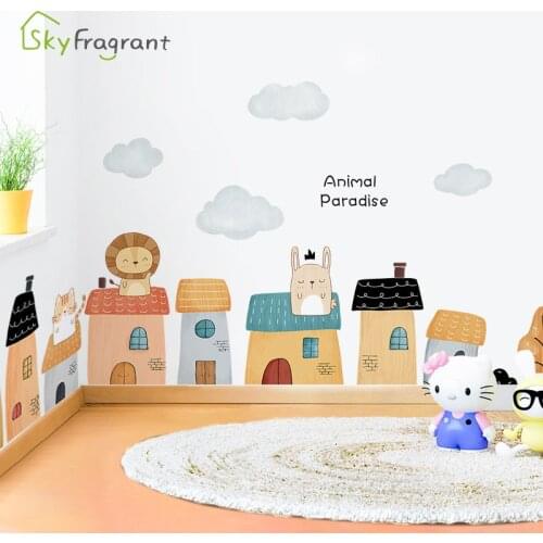 Animal Paradise Skirting Line Self-adhesive Wall Stickers For Kids Room Home Decor Baseboard Sticker Living Room Wall Decoration