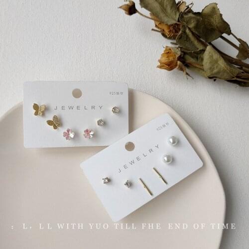 925 Silver Pin 14K Real Gold Plated 3-piece Small Earrings Earrings Cuffs Gift To Girlfriend Wholesale Lots Decorations for Girl