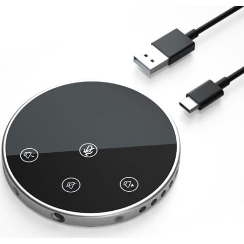 USB Conference Microphone With Speaker, Computer Speakers With Microphone, Contact-Sensor Buttons To Mute/Volume