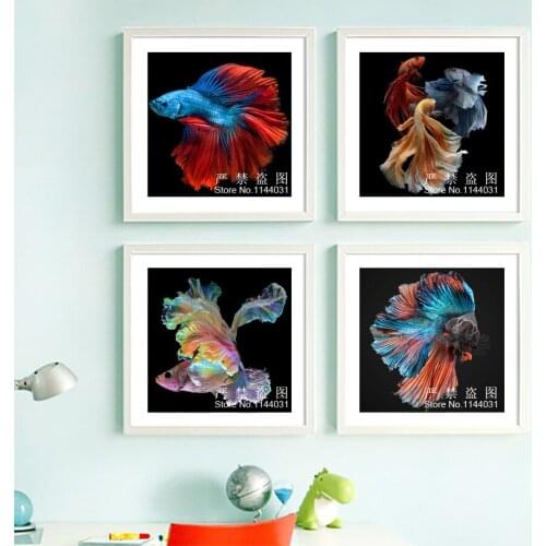 Needlework Colorful fish picture Cross Stitch Full diamond mosaic diy 5d diamond painting Home decor gift animal