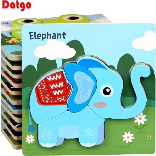 High Quality Baby Toys Wooden 3D Puzzle Tangram Shapes Learning Cartoon Animal Intelligence Jigsaw Toy For Children Educational