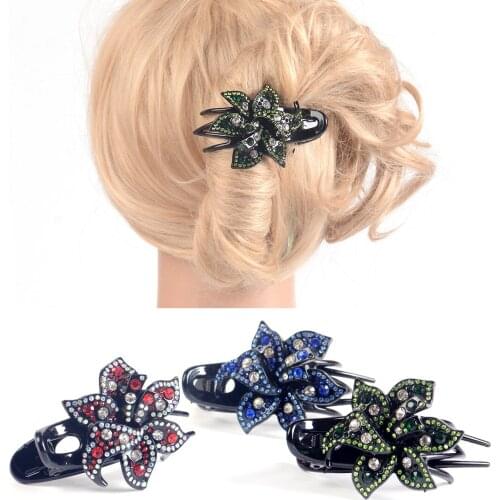 Women Hair Jewelry Accessories Rhinestone Flower Hair Claw Clip Clamp Grips
