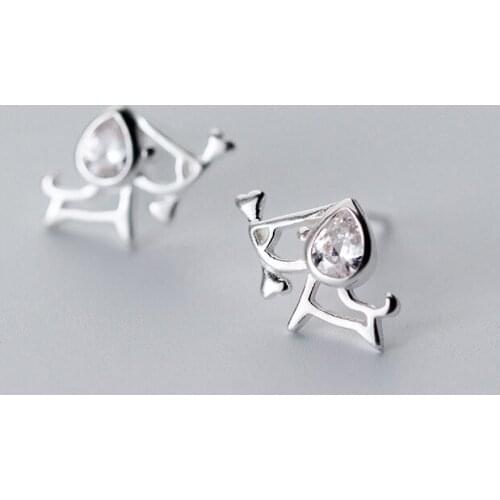 MloveAcc 925 Sterling Silver Dog Earrings for Women Cubic Zircon Animal Fashion Original S925 Sterling Silver Stud Earring