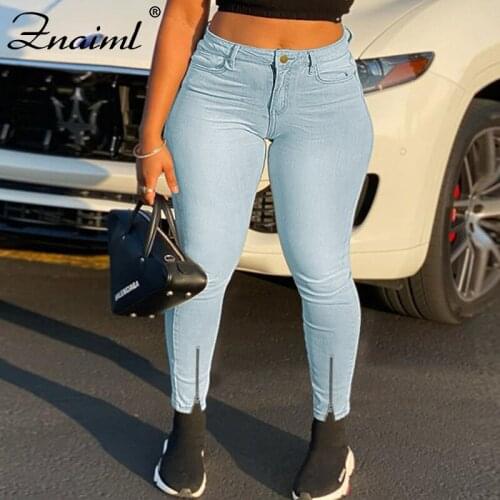 Znaiml Aesthetic Jeans Woman High Waist Sexy Tight Hip Lifting Leggings Pants Bottom split Elastic Female Streetwear Women Pants