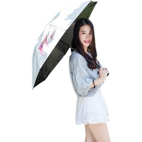 2019 Hot Sale Fashion Folding Umbrella Rain Women Gift Men Mini Pocket Parasol Girls Anti-UV Waterproof Black Glue Umbrellas