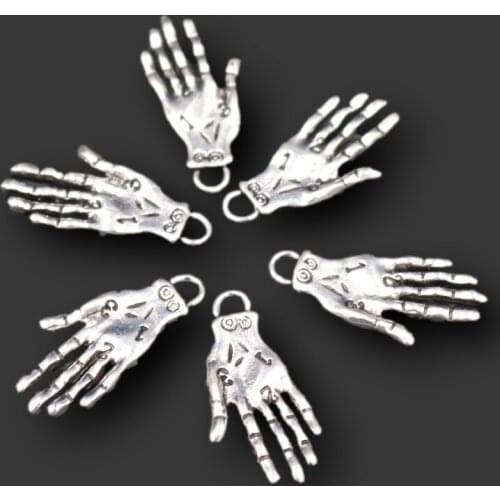 10pcs Silver Plated Magical Palm Pendant Hip Hop Earrings Bracelet Metal Accessories DIY Charms For Jewelry Crafts Making M890