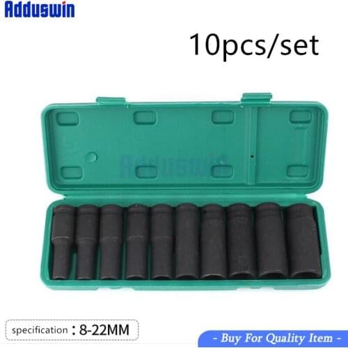 10PCS Deep Impact Socket 8 -22mm Metric Drive Strong and Heavy Duty Socket Set for Wrench Adapter Hand Tool and Repair Project