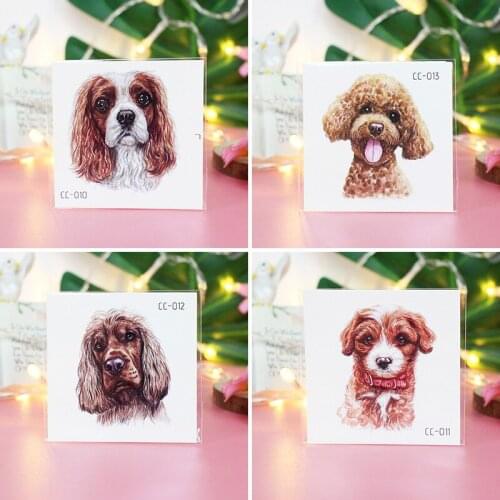 10 Pieces Cute Cat And Dog Waterproof Tattoo Stickers Cartoon Animal Pets Environmental Protection Tattoo