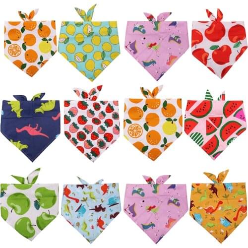 10X New Spring&Summer Puppy Dog Cat Bandanas Adjustable Dog Rain Forest Flamingo Triangular Scarf Dog Accessories Pet Supplies