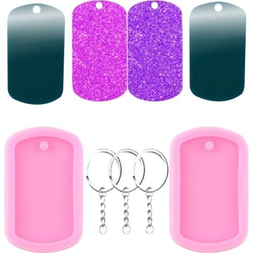 2Pcs Dog Tag Silicone Mold Polymer Clay DIY Jewelry Making Epoxy Resin Molds Handmade Charms Mould Keychains Pendant Moulds