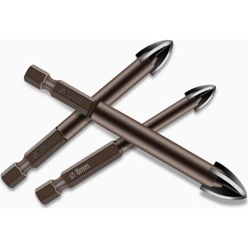 2PCS Tile Drill Bit Ceramic Porcelain Glass Brick Shank Cross Hex Spear Head 3 4 5 6 8 10 12mm