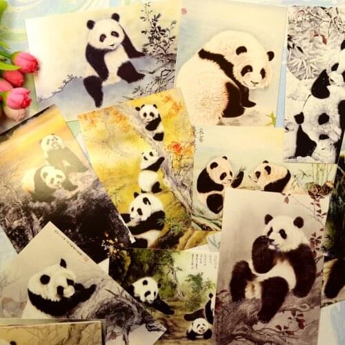 20sheets Chinese style Ink painting traditional Chinese painting national treasures Playful panda postcards Greeting Card/Wish