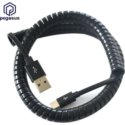 3 Meters USB Type C Cable Coiled Spring Spiral Type-C Male to USB 2.0 A Male Extension