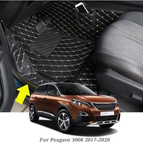 3pcs Car Styling PU Leather Floor Mat For Peugeot 3008 2017-2020 LHD Auto Foot Pad Automobile Carpet Cover Internal Accessory