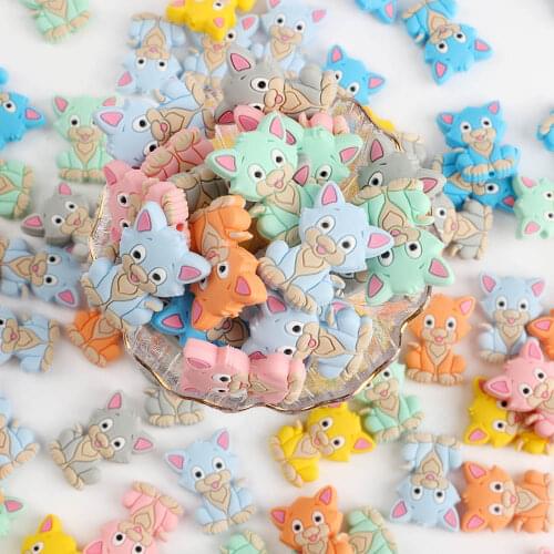 Kovict 50/100pcs Mini Cat Silicone Beads Baby Molar Teether DIY Pacifier Chain Necklace Accessories Chewable Nursing Toys