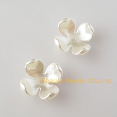 60Pcs White Plastic Acrylic Flower Star Spacer End Beads Caps Charms 14mm