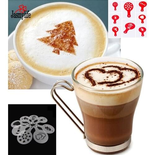 Valentine Celeration Christmas Party of 8Pcs Translucent Red Cupcake Decorating Latte Art Coffee Decorating Stencil