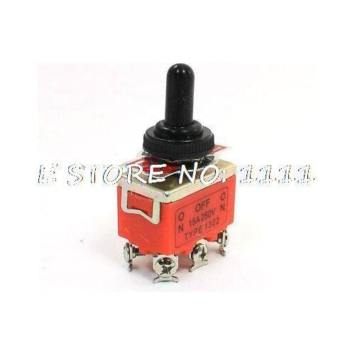 AC250V 15A ON/OFF/ON 3 Way DPDT 6-Terminals Toggle Switch w Waterproof Cap