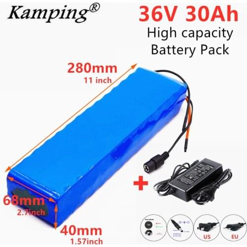 10S3P 36V 30Ah Battery Ebike Battery Pack 18650 Li-Ion Battery 500W High Power and Capacity 42V Motorcycle Scooter +42V Charger