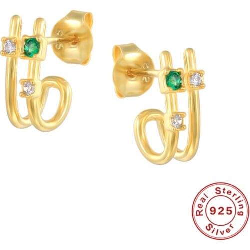 Canner Real 925 Sterling Silver Earrings Double Layer Pendientes Luxury Zircon Earrings For Women Fine Jewelry Gift For Girls