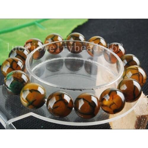 Free Shipping 12mm Multicolor Dragon Carnelian Ball Beads Stretch Bracelet 7" FG6115