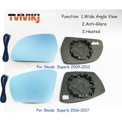 TVYVIKJ Side Rearview Mirror Blue Glass Lens For Skoda Superb 2009-2017 Wide Angle View anti glare door mirror wing