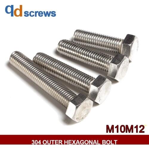 304 M10M12 outside hex screw stainless steel bolt DIN933 GB5783 ISO 4017 JIS B 1180.4