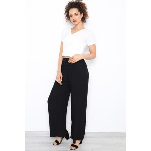 Big Size Viscose Pants Black-4646.128