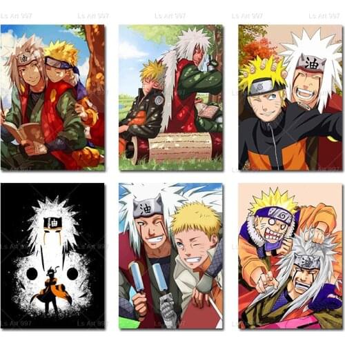 Naruto Jiraiya Ero Sennin Ink Art Poster Watercolor Canvas Painting Living Room Bedroom Decoration Wall Picture Mural Cuadros