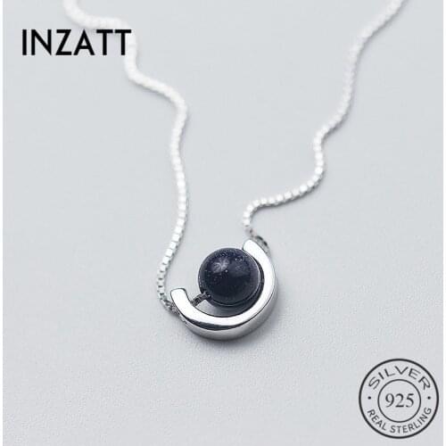 INZATT Unique Design Choker Stone Pendant Necklaces Bohemia 925 Sterling Silver Fine Jewelry For Women Party Gift