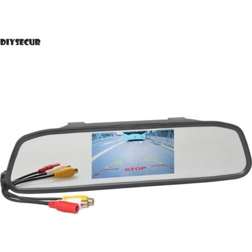 DIYSECUR Wholesale 4.3" TFT LCD Color Car Monitor Auto Reverse Rear View Mirror Monitor for Car Camera