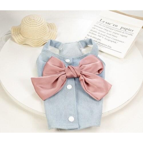 Bowknot Dog Denim Skirt Pet Dresses Autumn Puppy Clothes For Small Breeds Dog Dress Chihuahua Yorkies Maltese Poodle Pug Costume