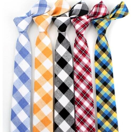 Classic Cotton Mens Ties New Design Narrow Neckties 6cm Slim Plaid Ties for Men Formal Business Wedding Party Gravatas