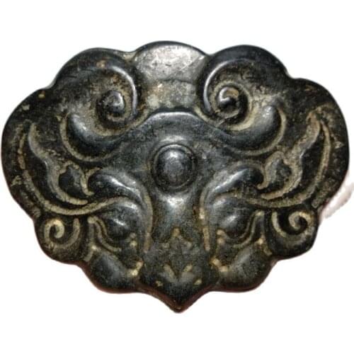 Hongshan Culture Jade Collection Black Iron Meteorite Lion Head Beast Head Jade