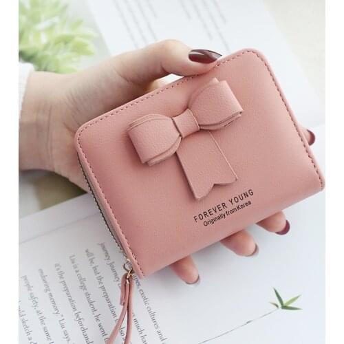 2021 Leather Women Wallet Hasp Bowknot Coin Pocket Purse Women Wallets Cards Holders Luxury Brand Wallets Designer Purse