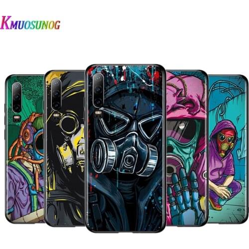 Cool Gas Mask Smiley Black Cover For Huawei P40 P30 P20 P10 P9 P8 Lite E 5G 2017 2019 Pro Plus Phone Case