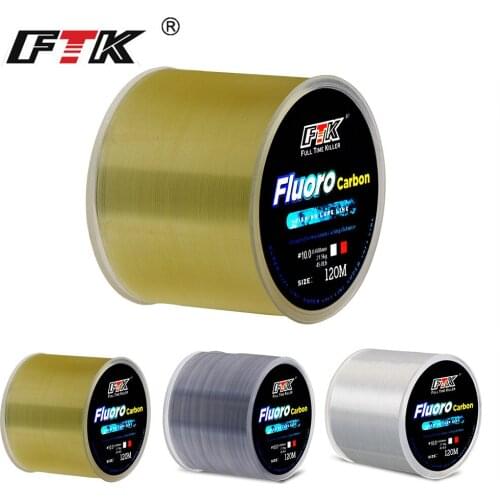 FTK Fly Fishing Line 120M 0.2-0.6mm 3.25-21.5kg Wearable Fluorocarbon Line Carbon Fiber Coating Leader Lure Japan