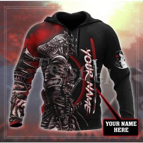 Tessffel Japan Samurai Tattoo 3D Printed New Mens Sweatshirt Harajuku Zipper Hoodie Casual Unisex Jacket Pullover Style-20
