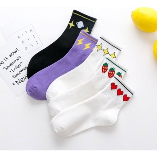 2019 autumn and winter new ins wind personality sports strawberry socks ladies casual cotton socks