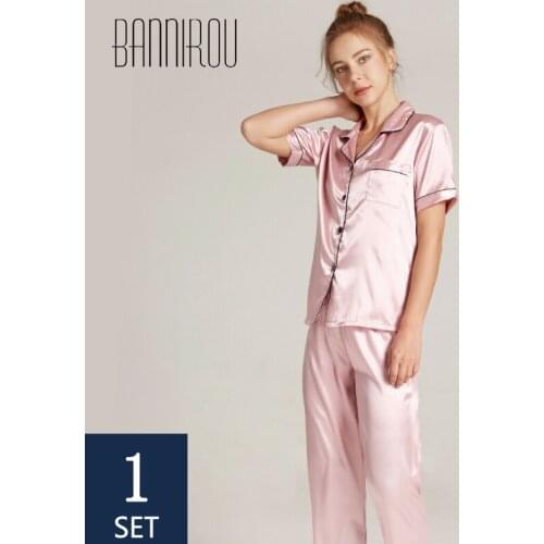 BANNIROU Plus Size Pajamas Womens Pyjamas Silk Pyjama For Women Pajamas For Women Sleepwear Home Clothes Dropshipping Summer