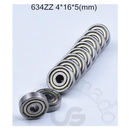634ZZ 4*16*5(mm) 10pieces free shipping ABEC-5 bearing metal Sealed Miniature Mini Bearing 634 634Z 634ZZ chrome steel bearings