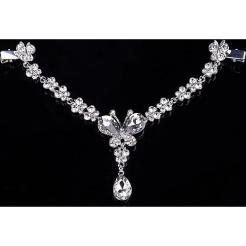 Crystal Women Forehead Headband Head Chain Headpiece Rhinestone Teardrop Tiara Vines Wedding Jewelry Bridal Hair Accessories