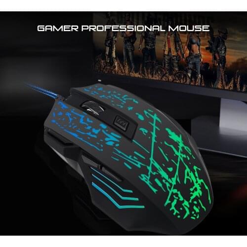 7 Keys Wired Gaming Mouse 2500DPI LED Optical USB Pro Gamer Computer Mice For PC Adjustable USB Wired Computer Mouse