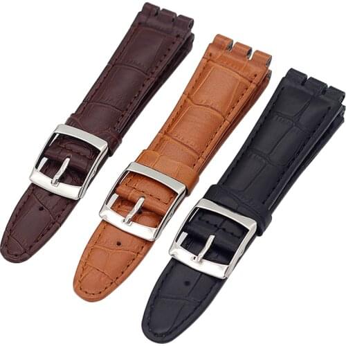 Genuine leather Watchbands Watch Strap For Swatch Strap Bands 19MM 21MM 23MM Men Women Watch Bracelet Black Brown Accessories