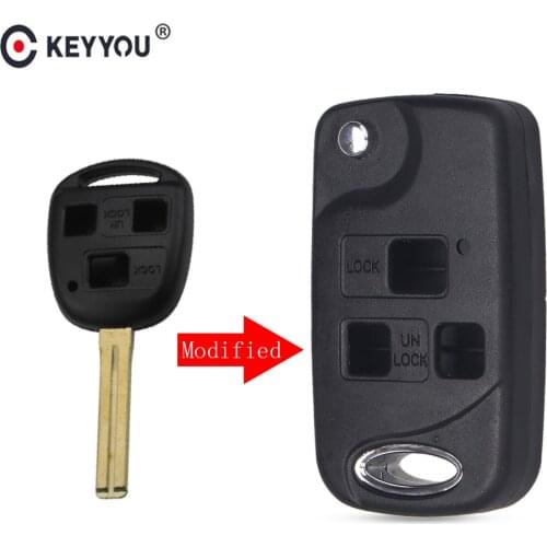 KEYYOU 3 Buttons Flip Folding Remote Key Shell Case Fob For Lexus 3 Button Remote Key